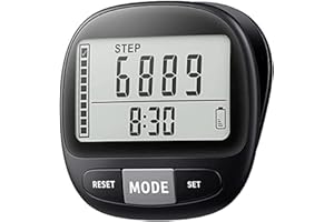 KONTYNU 3D Pedometer for Walking with Clip and Strap, Walking Distance Miles, Calorie Counter, 7 Days Memory, Daily Target Monitor, Activity Time. Accurate Step Counter for Men Women & Kids Seniors