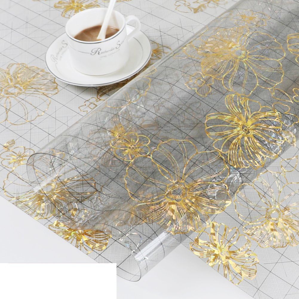 XKQWAN printing Transparent Pvc Soft glass table-cloth waterproof Oil table mat Rectangular plastic pads Tablecloth crystal plate-G 90x140cm(35x55inch)
