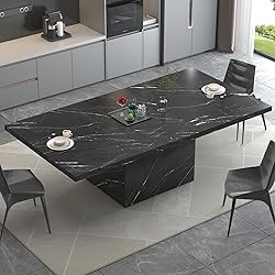 HSH 78” Black Dining Table for 6 to 8, Rectangle