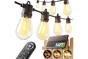 addlon 54FT(48+6) Solar String Lights Outdoor Waterproof with Remote&USB Port Solar Patio Lights Long Last for 20+Hrs, 3 Ligh