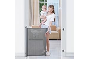 BabyBond Retractable Baby Gates, Punch-Free Install Baby Gate Extra Wide 71” X 33” Tall for Kids or Pets Indoor and Outdoor Dog Gates for Doorways, Stairs, Hallways, Grey