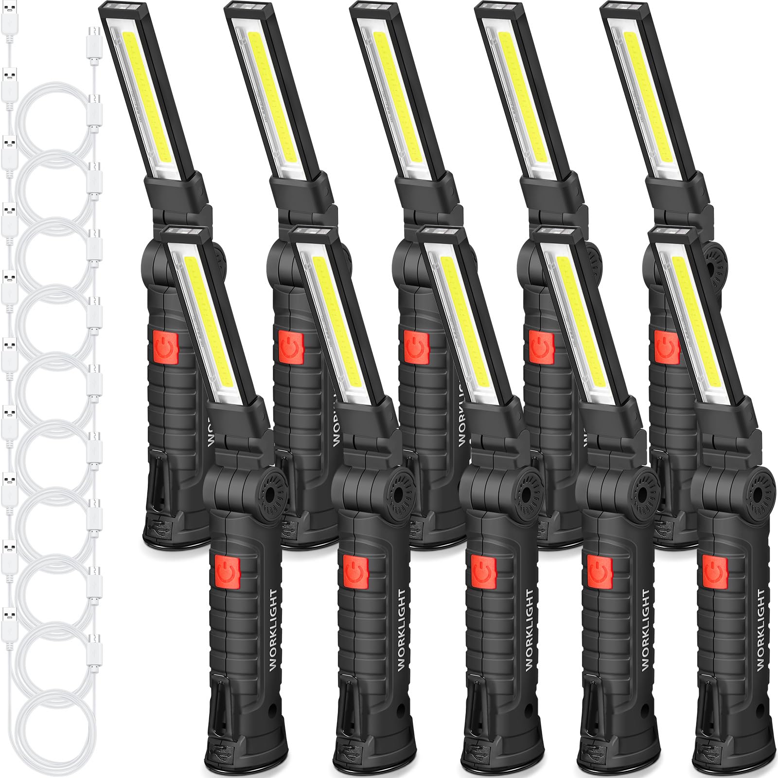 Photo 1 of Tuanse 10 Pcs Fathers Day Tool Gifts Rechargeable LED Work Light with Magnetic Base and 360° Rotate Magnetic Flashlights for Mechanics Car Repair Home Garage Camping Gifts for Men Dad (Large)
