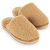Cozy Earth Puffy Sheep Slippers - Women’s Shearling Fur House Slippers - Indoor Outdoor - Padded Footbed & Rubber Outsole