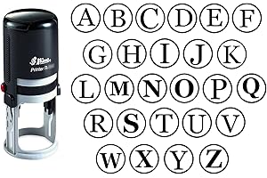 Custom A-Z Alphabet Stamp in Black Ink Monogram Round Rubber Stamp Self Inking Initial Stamp Shiny Mini Stamper 20 mm