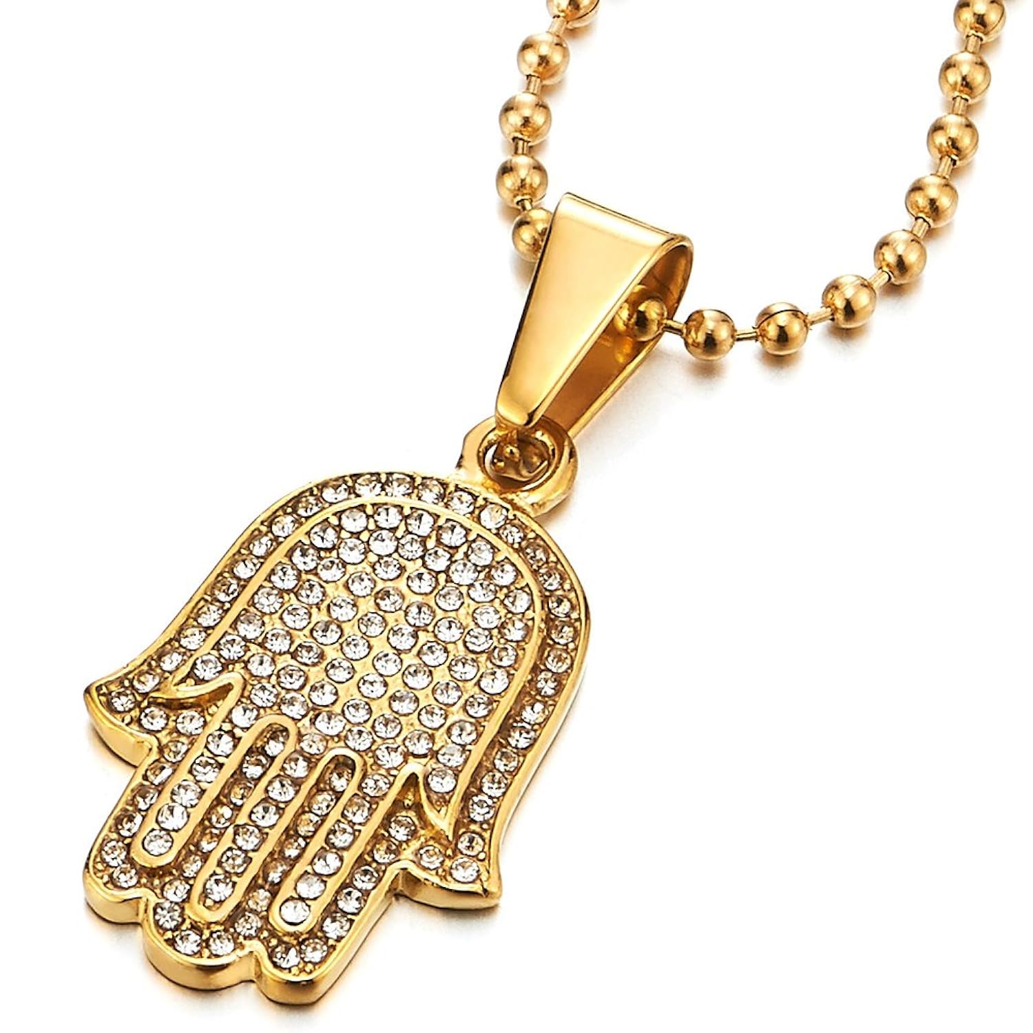 Oro Hamsa Mano de Fátima Protección Colgante con Zirconio Cúbico Collar Mujer