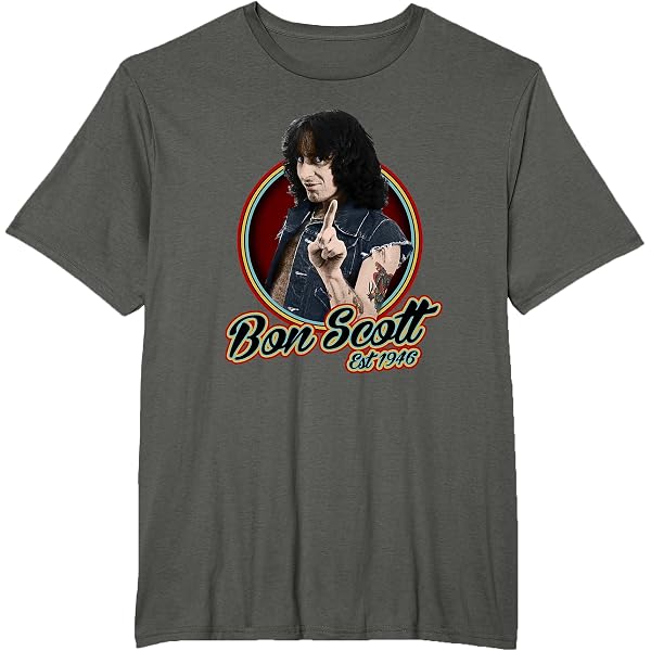 T-shirt High Voltage Bon Scott – Hommage Au Légendaire Chanteur AC/DC – 100% Coton Confort – Tailles S à XXXXL