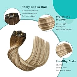 SURNEL Clip in Extensions Real Human Hair Balayage