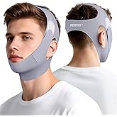 REROIO Chin Strap for Sleeping with 4-Side Adjustment, Anti Snoring Chin Strap Elasticity, Anti Snoring Devices Breathable and Durable, Comfortable Snore Stopper for Adults, Gray, M