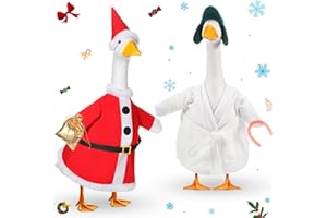 Silicherry 2 Set Christmas Goose Outfit Lawn Porch Goose Clothes Christmas Costume for Geese Xmas Patio Yard Outdoor Decor(23 Inch,Cute)