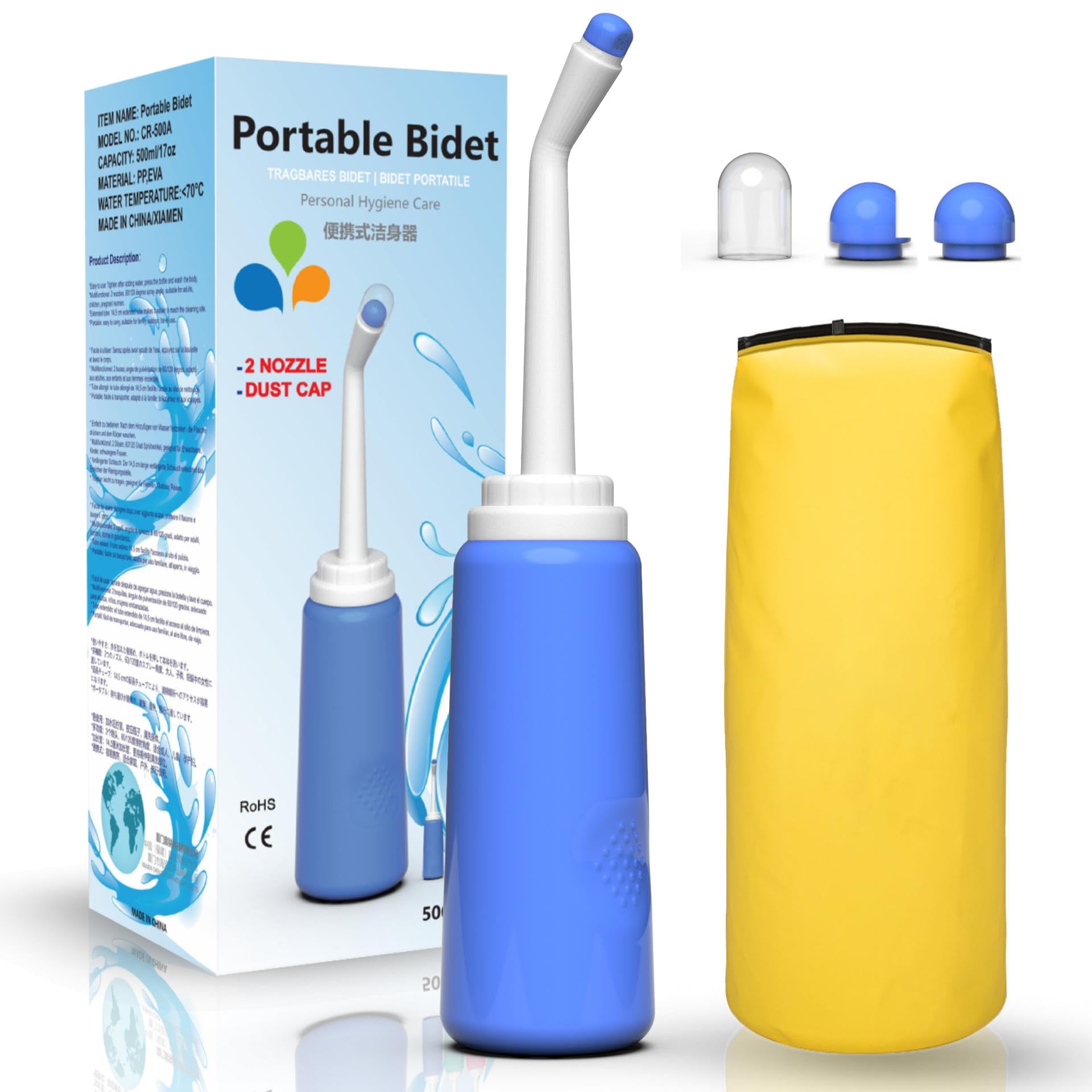 TONELIFE Travel Bidet - 500ML Portable Bidet Sprayer-Douche Bottle for Postpartum Perineal Care-hemmoroid Treatment -Cleansing for Mom After Birth -Sanitary Fresh Water Clean- Hand Bidet for Travling