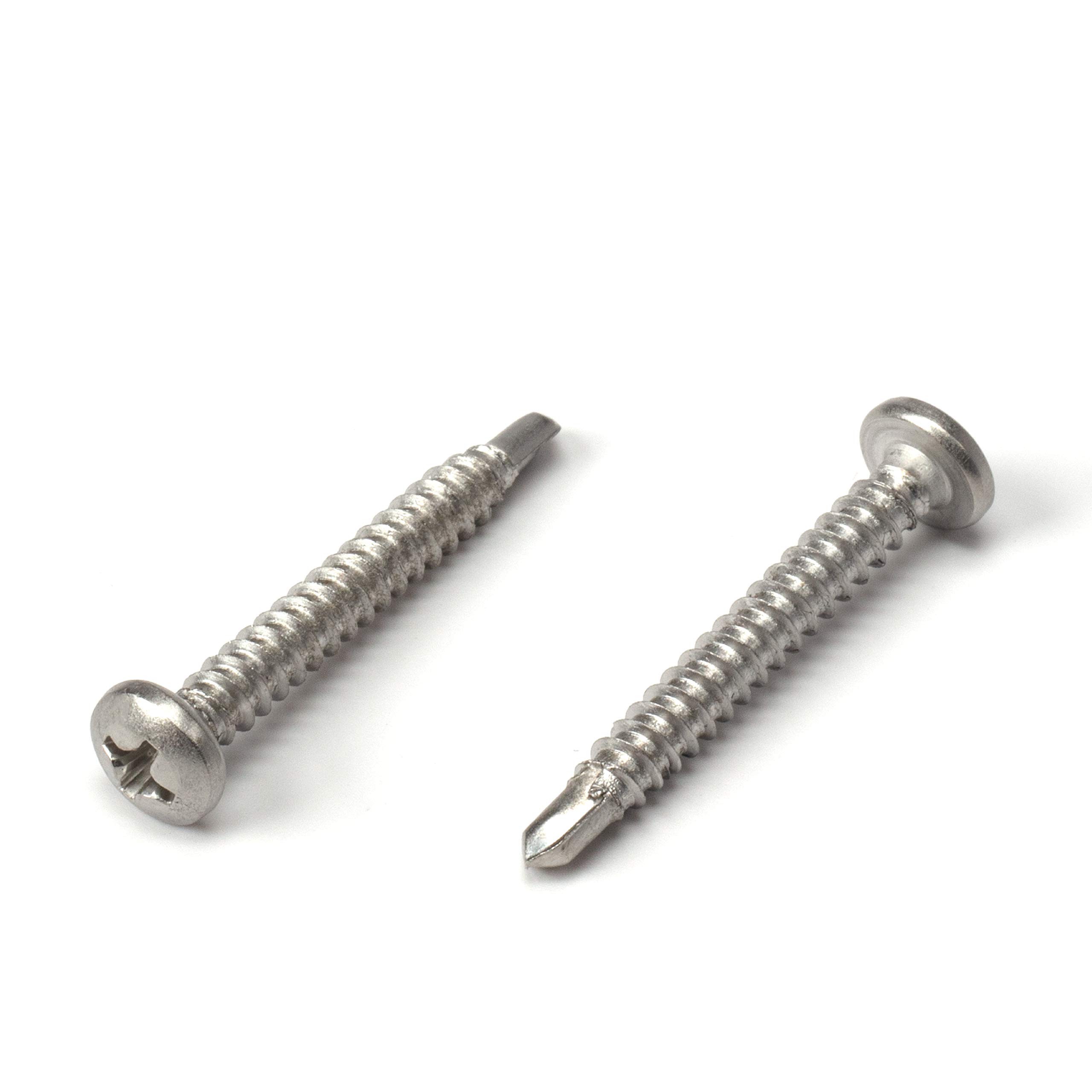 #8 Size, 1 1/4" Length (32mm) - Self Tapping Screw - Self Drilling Screw - 410 Stainless Steel Screws = Exceptional Wear and Very Corrosion Resistant - Phillips Pan Head - 100pcs