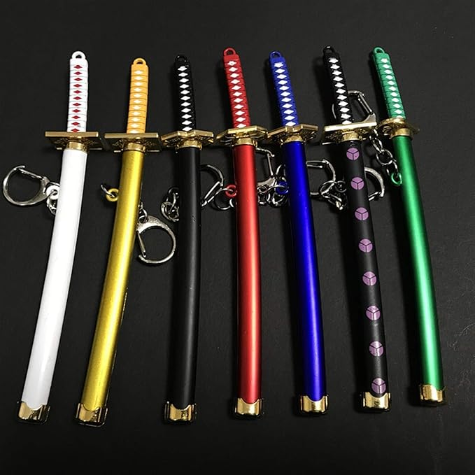 Xssbhsm Portachiavi Donna Anime One Piece Gioielli Doni Anello Chiave Di Keychain Della Spada Del Samurai Della Guaina Metallica Portachiavi Katana Inarcamento Chiave Catena Unisex Color Black Portachiavi Ad Anello E