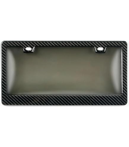 Real Carbon Fiber License Plate Frame - 100% Pure Carbon Fiber, 4 Hole Black Tag Holder For Cars, Universal Fit