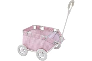 Olivia's Little World - Polka Dots Folding Princess Baby Doll Wagon, Toy Storage Wagon, Doll Furniture, Pink Polka Dots