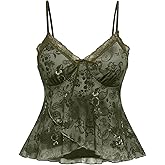 Verdusa Women's Plus Size Y2k Babydoll Tops Gothic Paisley Lace Camisole Top Rave Club Outfits