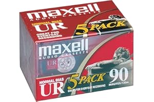 Maxell 108562 UR-90 Audio Cassette Tape, 5 Pack-Brick (108562)