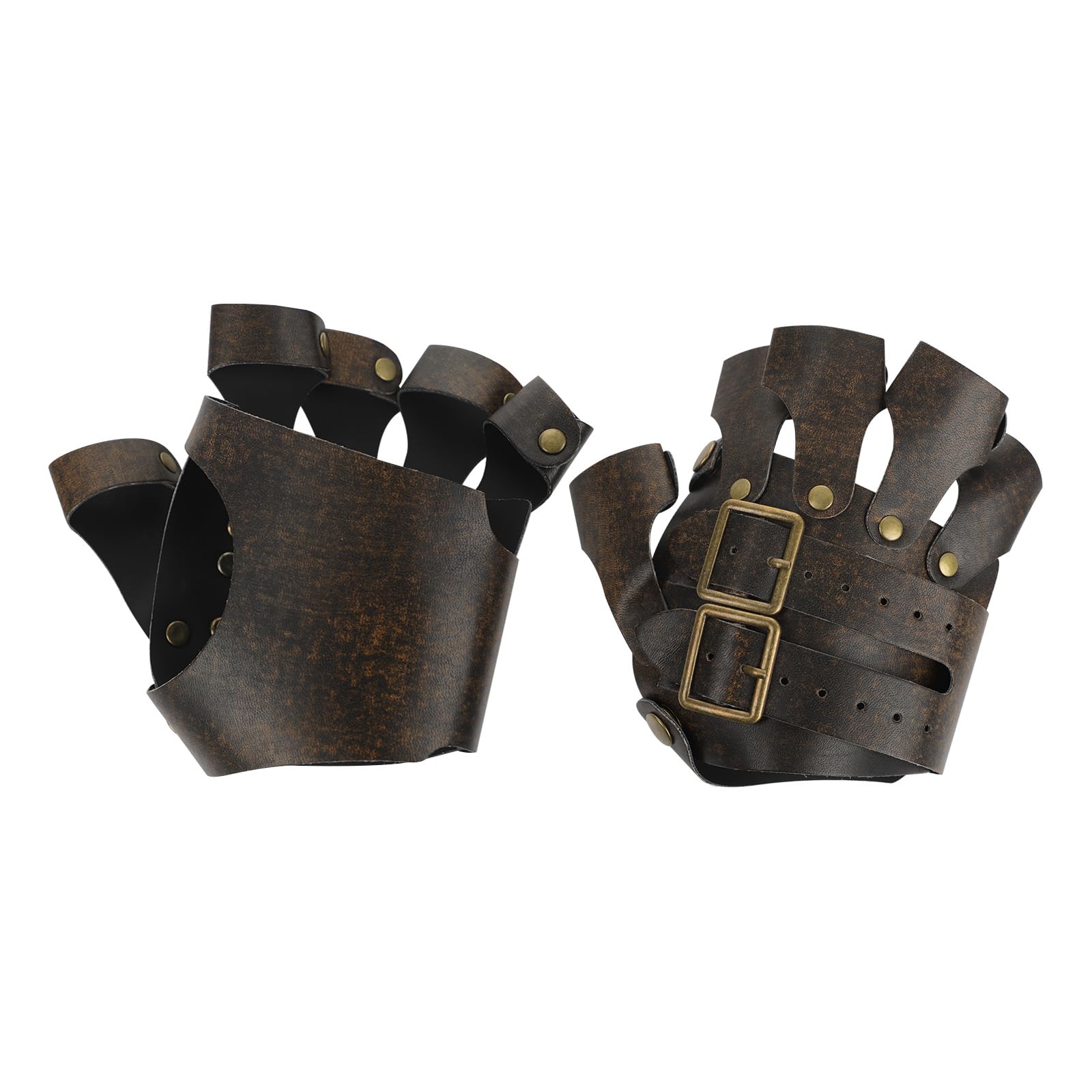 Moonlove Adult Medieval Steampunk PU Leather Fingerless Gloves Stylish Punk Bass Player Guitarist Drummer Gloves Gothic Performance Hiphop Band Cosplay Costume Accessories