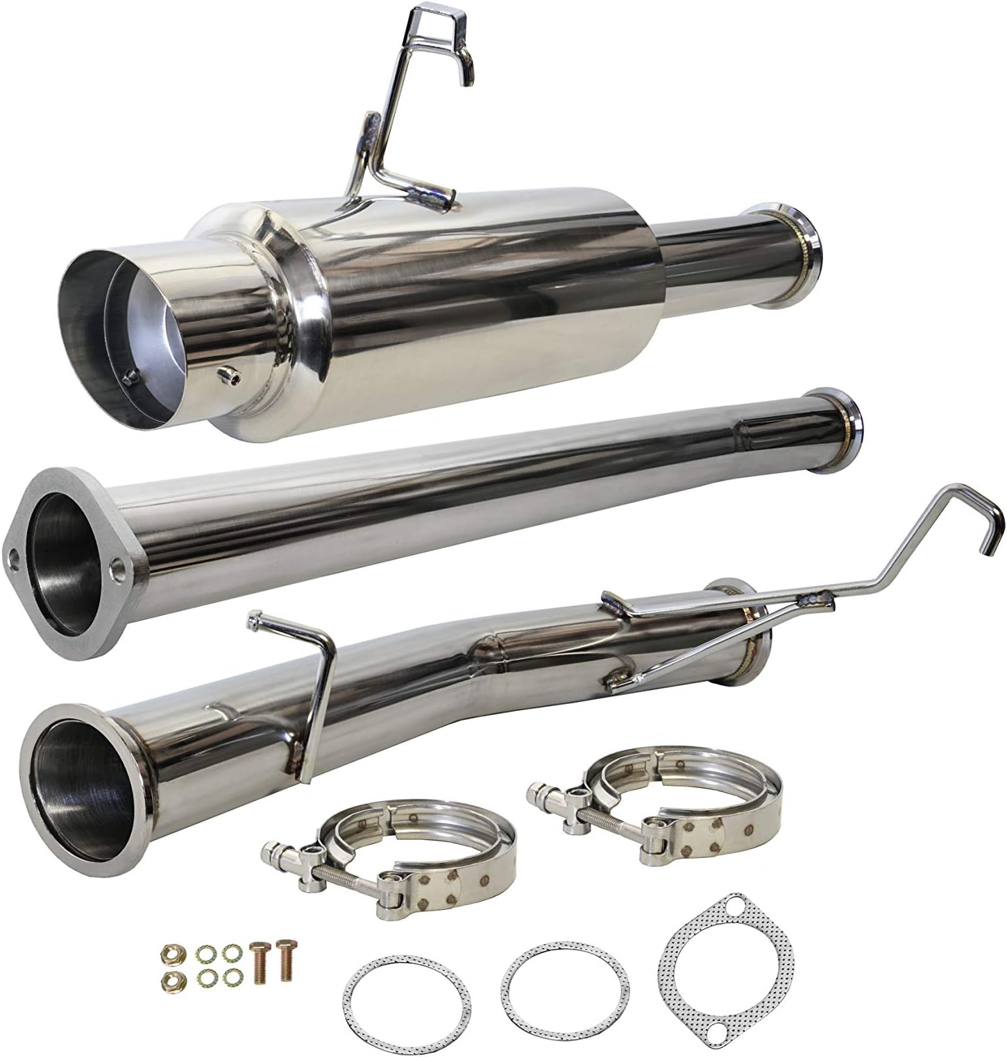 CarXX Catback Exhaust System Compatible with Toyota Supra MKIII MK3 A70 3.0L V6 Turbo & NA 1986-1992 4.5 Inch Tip Exhaust System with Gaskets and Hardware