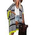 Moss Rose Women's Beach Cover up Swimsuit Kimono with Bohemian Floral Print, Loose Casual Resort Wear