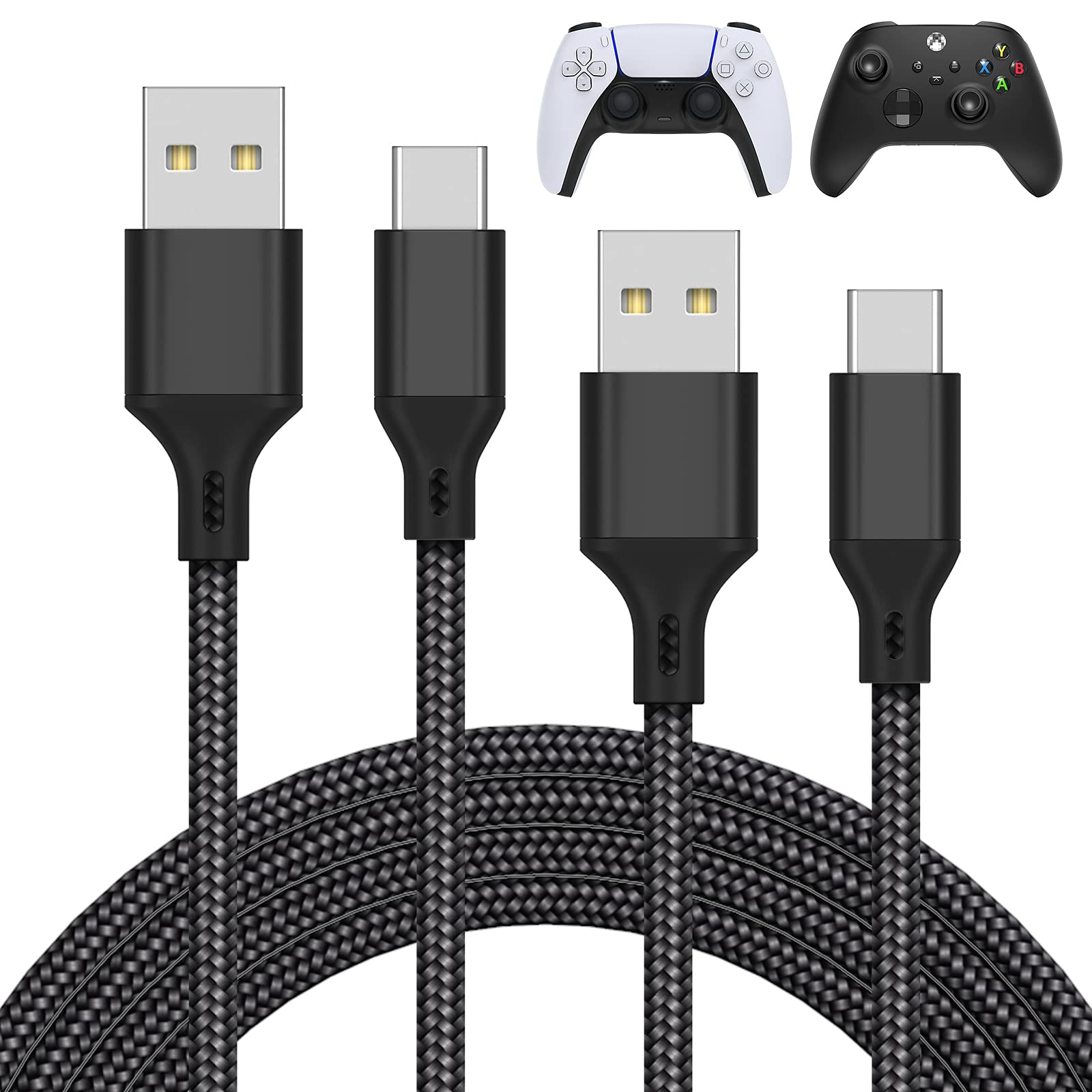 Photo 1 of MENEEA Charger Charging Cable for PS5/PS5 Pro Controller,for Xbox Series X/S,for Nintendo Switch 2 Pack 10FT Replacement USB C Cord Nylon Braided Type-C Ports for PlayStation 5 Skin & Protector Sets