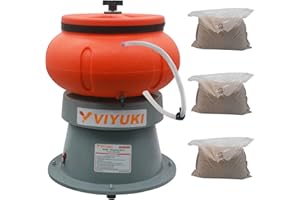VIYUKI Electric 18LBS Vibratory Tumbler Bowl Tumbling Polishing Machine - Polishing Metal Parts(18LBS & walnut shell media)