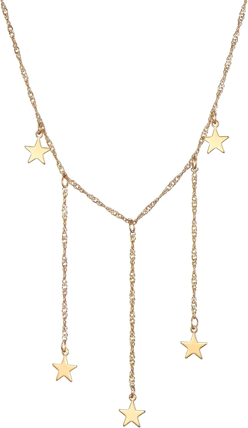 20 PCS Multiple DIY Layered Choker Necklace for Women with Sexy Coin Moon Star Multilayer Choker Chain Y Necklaces Set Adjustable Gold Silver Bar Pendant Y Necklace for Teens Girls Women (20 PCS): Clothing