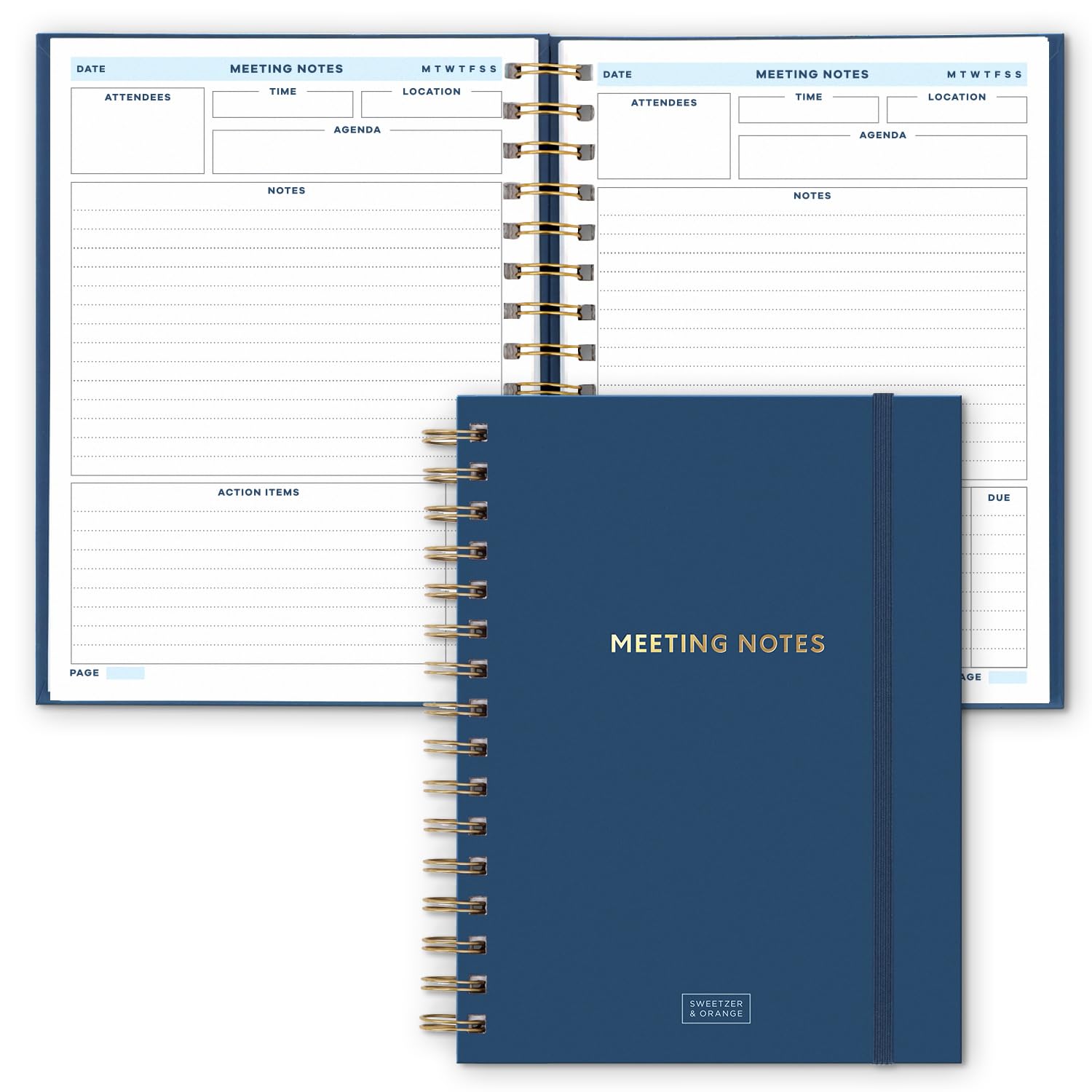 S&O Medium Meeting Notebook for Work - Professional Notepad for Task Organization – Business Scheduler Notepad- Office Journal Organizer Planner –168 Pages Session Notes for Work -, 6.4"x8.4”