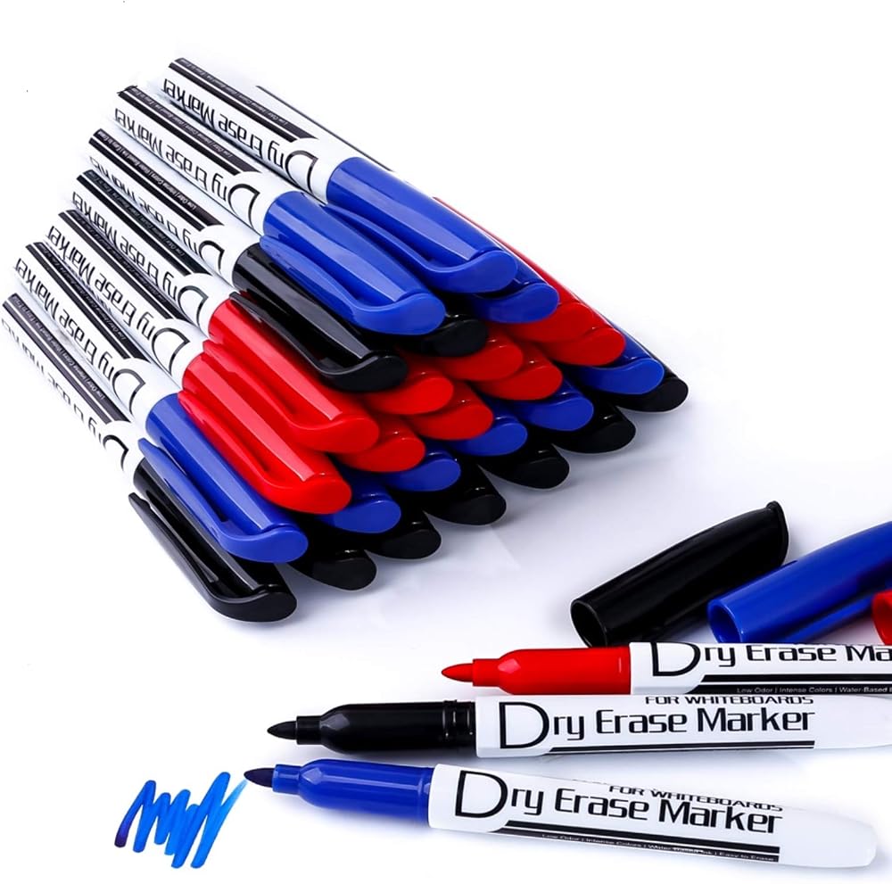 Volcanics Dry Erase Markers 30 Count Whiteboard Fine Tip 3 Colors