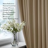 Deconovo Eyelet Curtains Thermal Insulated Blackout 140x260 Khaki 1 Pair view 9