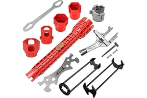 WEALFLAQUA Basin Wrench Set, 6-Piece Sink Faucet Installation Tool Kit, 8-in-1 Adjustable Plumbing Spanner with Wide Jaw, 10-