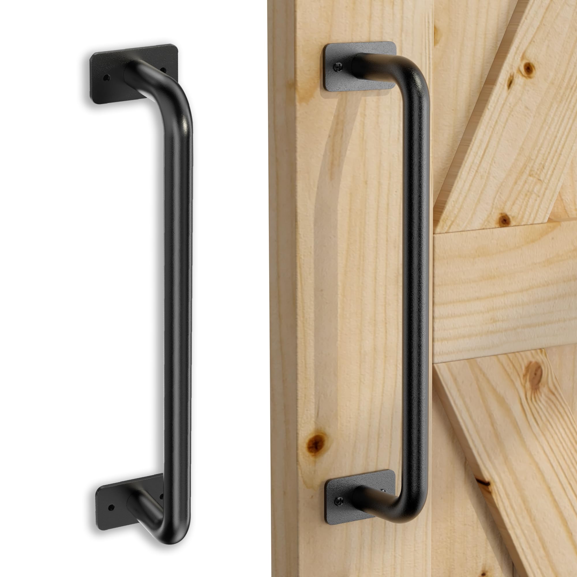 skysen 30CM Sliding Door Handle 1PC Barn Door Handle Black Handles with Simple Style and Round Corner Shape, Handle for Barn Door, Sliding Door, Garden Gate, Cabinet, Bathroom Sliding Door Set