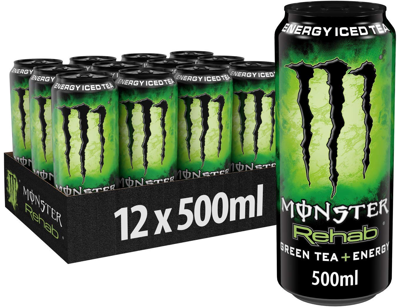Monster Energy Rehab Green Tea mit Tee Extrakten & tropischen Säften ohne Kohlensäure, 2in1