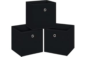 NieEnjoy Black Foldable Storage Cubes Bins ,11 Inch Cloth Storage Cube Fabric Storage Box Cubes Organizer Baskets with Handles for Home Organizer Set of 3 (Black)