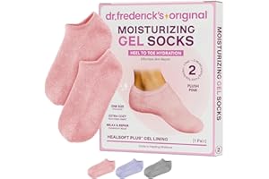 DR. FREDERICK'S ORIGINAL Dr. Frederick’s Original Moisturizing Gel Socks for Men & Women – Dry Feet & Cracked Heel Treatment – Full Foot Gel Lining with Mango Butter, Shea Butter, Jojoba & Coconut Oil – Plush Pink