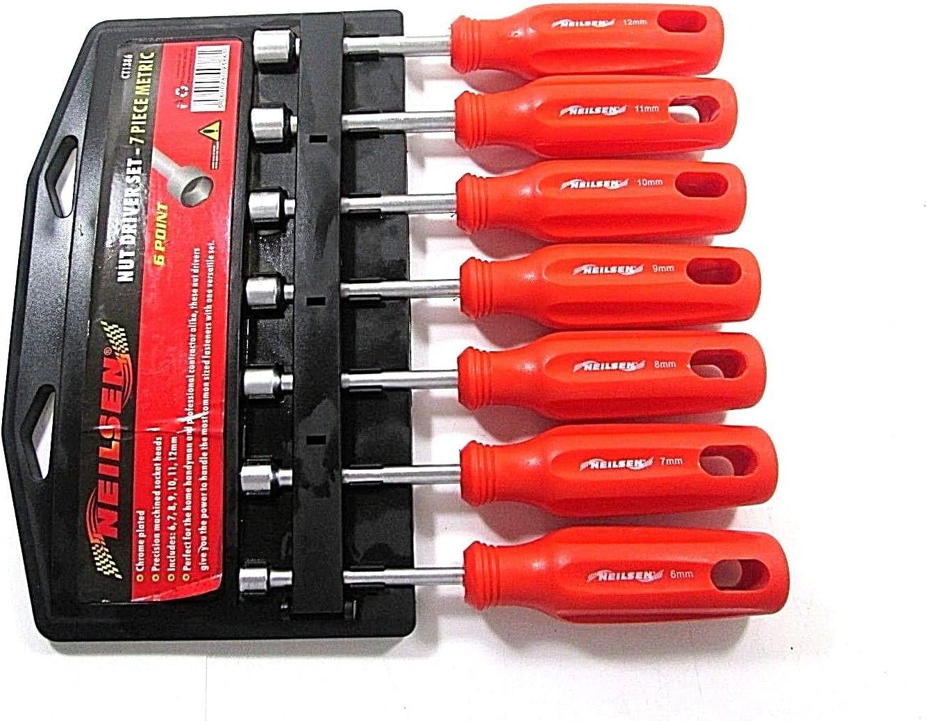 Neilsen CT1386 7pc Metric Nut Driver Set - 6 Point, Chrome, 6 | 7 | 8 | 9 | 10 | 11 | 12mm - Image 3