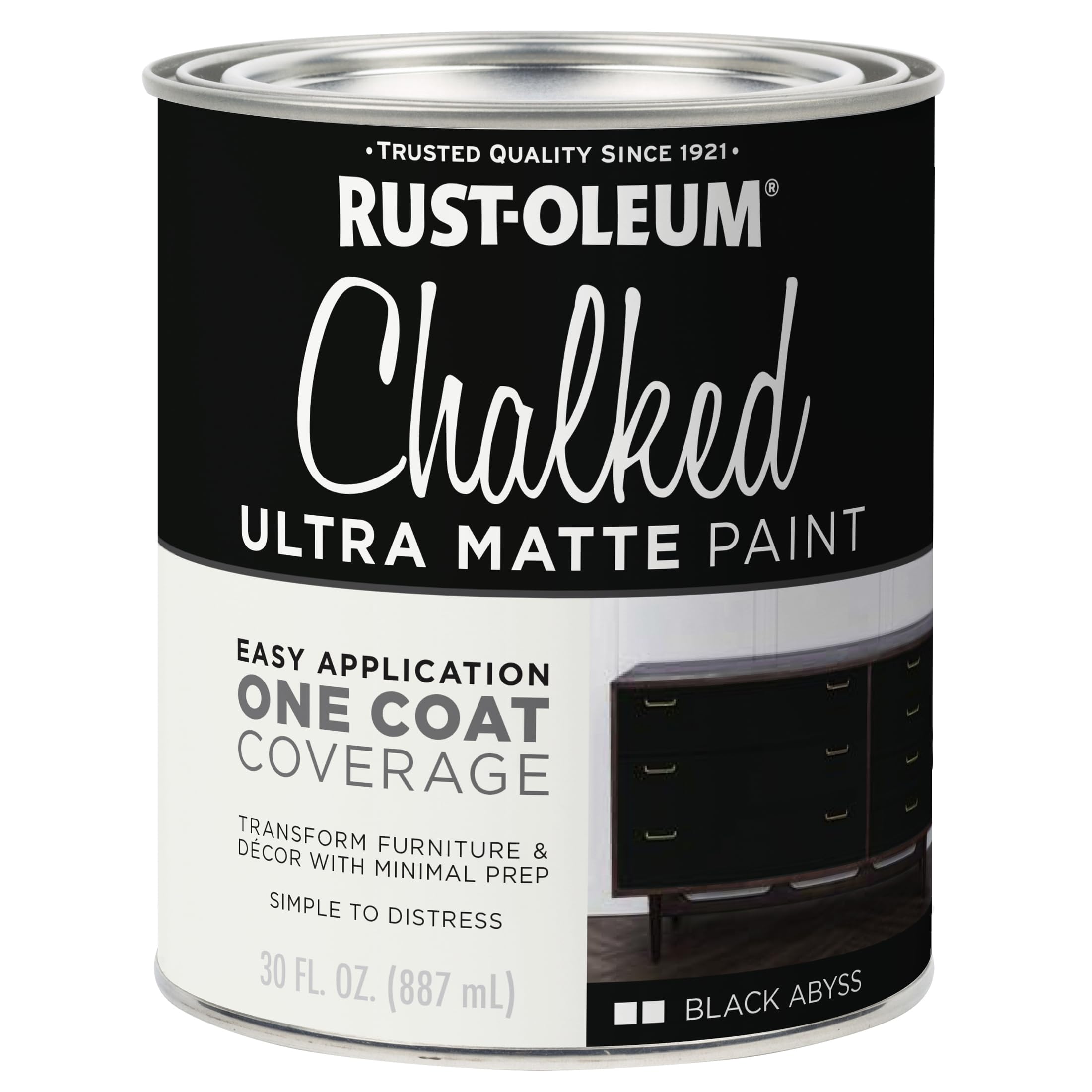 Photo 1 of Rust-Oleum Black Abyss Chalked All-in-One Ultra Matte Paint | One Coat Coverage | No Primer, Sanding, Or Topcoat Needed | Easy Clean Up | Made in USA | 30 OZ