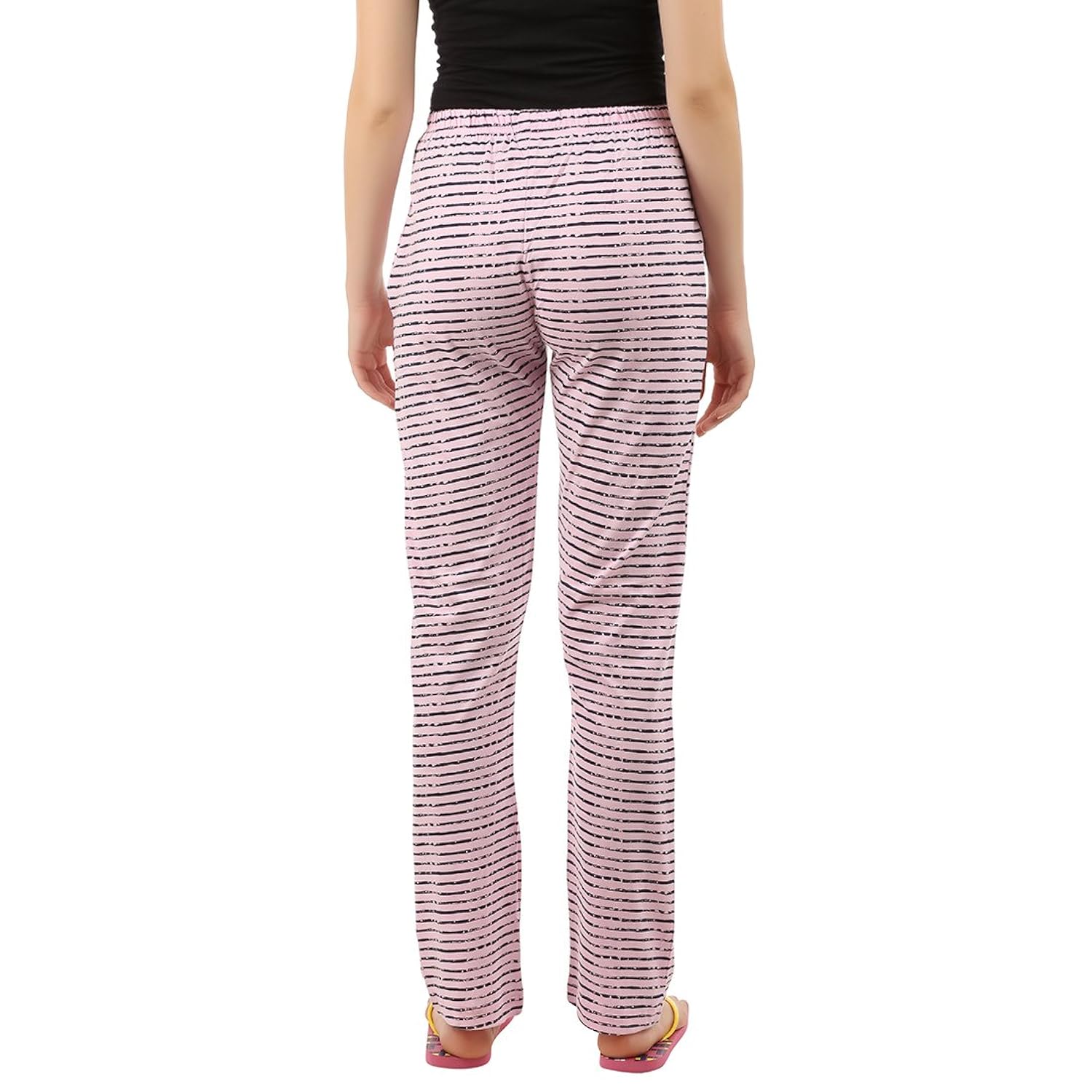 gallop womens nightwear pyjama (w-pant-blk-ltpinkstrip)