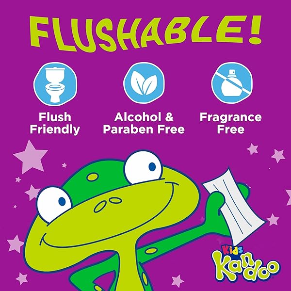 FLUSHABLE WIPES FOR BABY AND KIDS BY KANDOO, SENSITIVE AND UNSCENTED FORMULA, HYPOALLERGENIC POTTY TRAINING WET CLEANSING CLOTHS, 50 COUNT, PACK OF 12
