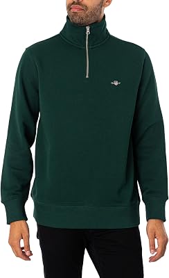 Hombre Sudadera Regular Shield con Media Cremallera, Tartan Green, L