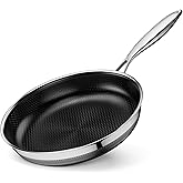 Innerwell Nonstick Frying Pans 8 Inch Hybrid Tri-Ply Stainless Steel Frying Pan Skillet Titanium Ceramic Nonstick Cooking Pan,PFAS/PFOA/PTFE Free,Compatible with All Cooktops