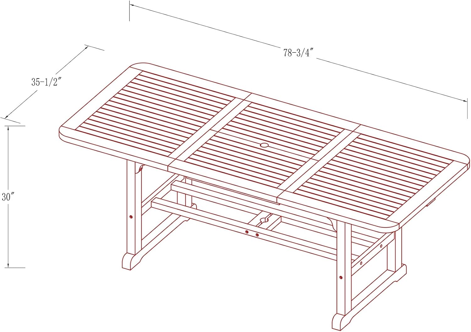 Walker Edison Furniture Company OWTEXDB 6-8 Person Outdoor Patio Wood Extendable Rectangle Dining Table with Leaf All Weather Backyard Conversation Garden Poolside Balcony, 55-79 Inch, Dark Brown : Garden & Outdoor