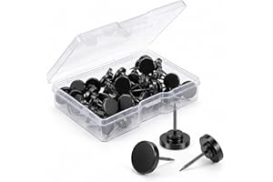 100 PCS Black Push Pins, Metal Thumb Tacks for Bulletin Board, Cork Board, Wall & Photo Hanging - Includes Storage Box, Durab