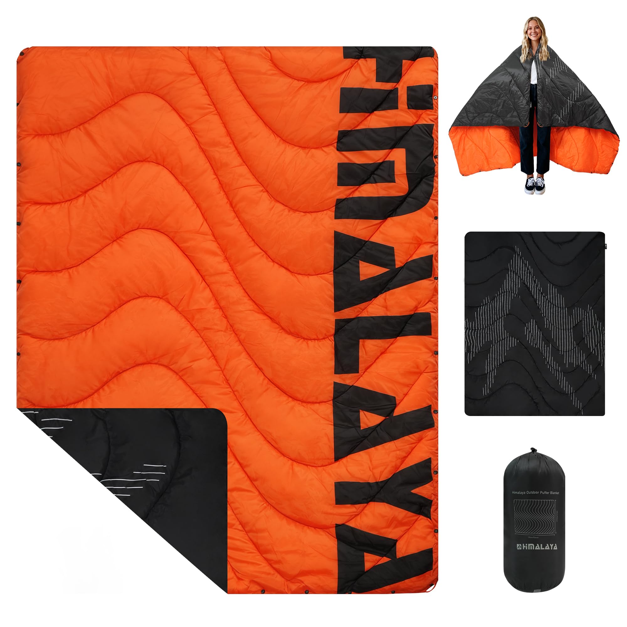 Photo 1 of ???? Lightweight Camping Blanket, Packable, Down Alternative, Puffy, Printed Wearable Blankets, Warm Camping Quilt with Snap Buttons for Outdoor, Travel, Hiking