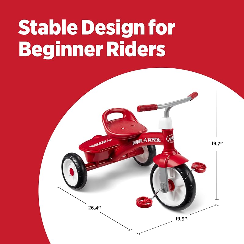 Triciclo Vermelho, Triciclo Exterior para Crianças Pequenas, 2 anos e meio a 5 anos (Exclusivo Amazon)