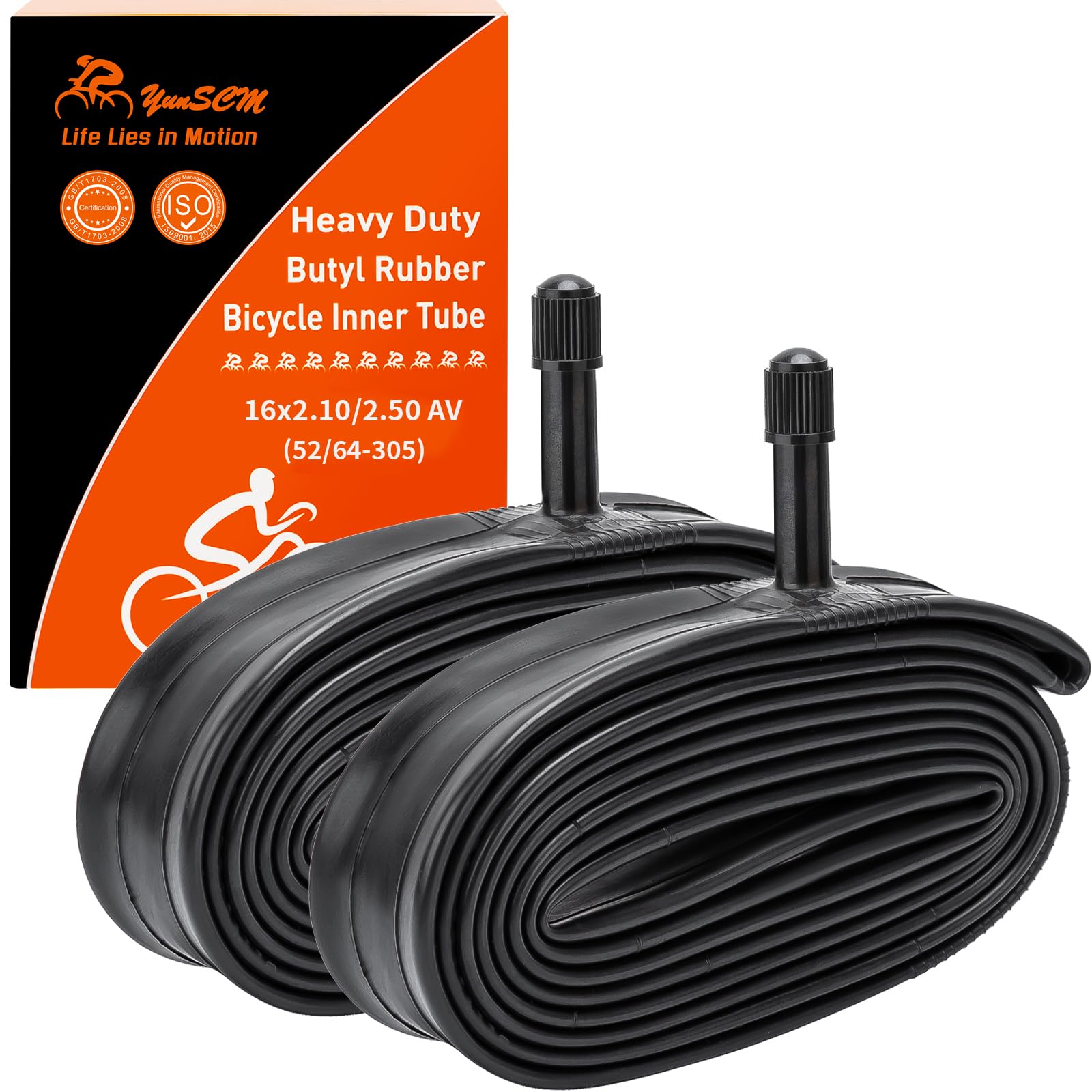 2PCS 16" Heavy Duty Bike Inner Tubes 16x2.10 16x2.125 16x2.25 16x2.35 16x2.40 16x2.50 52/64-305 AV32mm Schrader Valve 16" Bicycle Tube Compatible 16x2.10/2.125/2.25/2.50 Road/MTB/Push Bike Tyre Tube