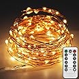 Twinkle Star Copper Wire Fairy String Lights 8 Modes USB Powered, Remote Control for Wedding Party Home Christmas Decoration, Warm White, 33ft 100LED