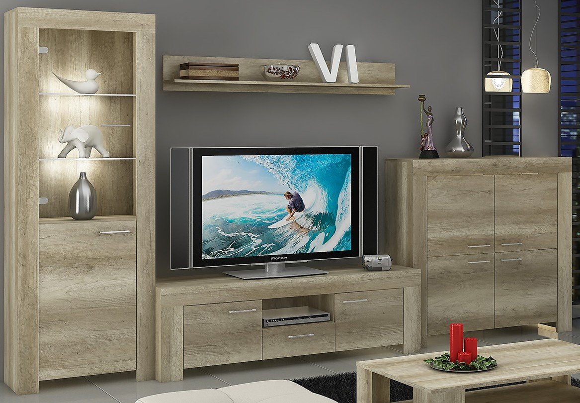 Wohnwand Anbauwand Sky Tv Schrank Vitrine Hangeregal Kommode