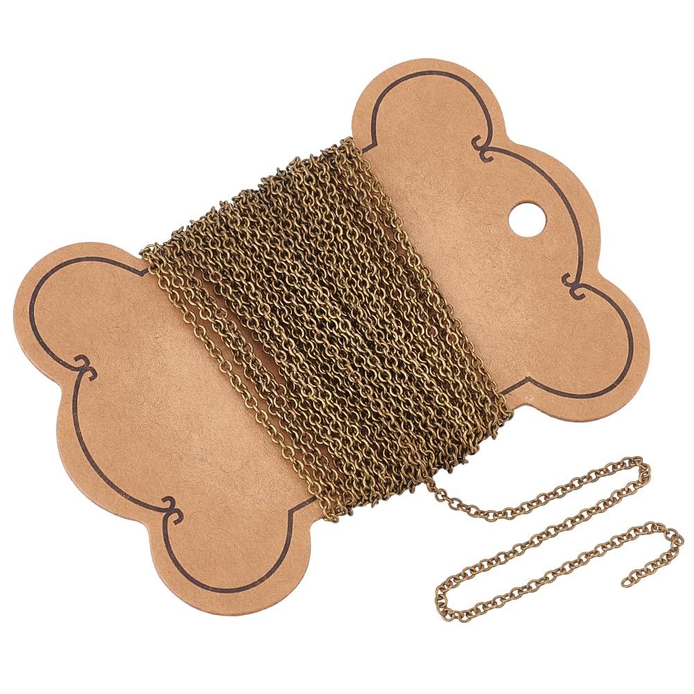 PH PandaHall 5m Brass Cross Chains Cable Chains Jewellery Chain Necklace Chains Bracelet Chains for Men Women Jewellery Making DIY Crafting, Antique Bronze