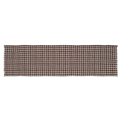 VHC Brands 15465 Everson Burlap Plaid Runner 13x48
