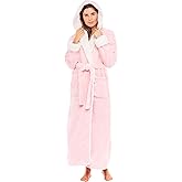 Alexander Del Rossa Sherpa Robes for Women Long, Womens Robes Long Hooded Bathrobes for Women, Plus Size Robe